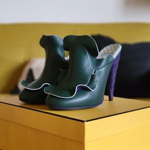 FENDI Slide Shoes, Mules, Lamb leather, Size 38